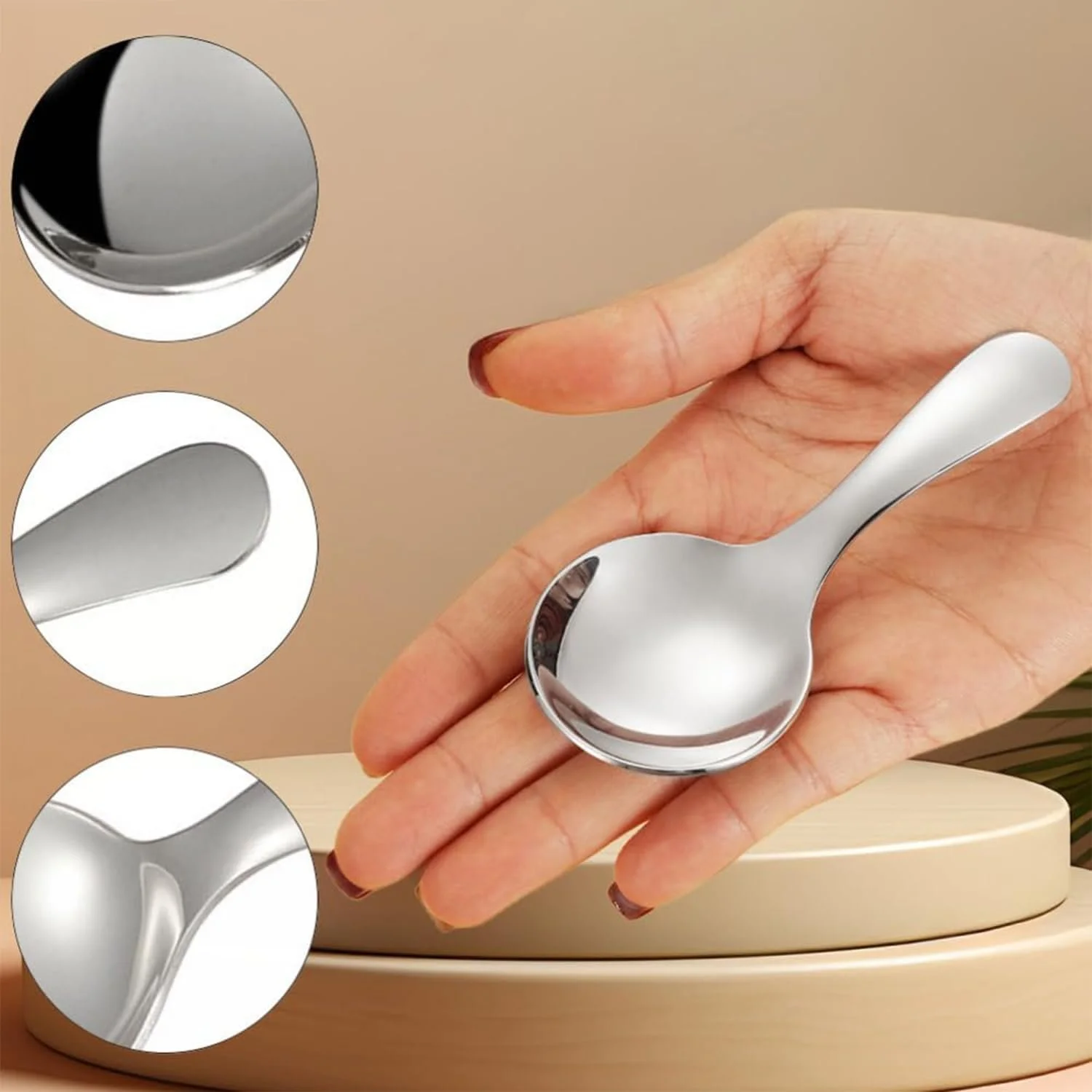 Ложка чайна з нержавіючої сталі Small, набір з 3 круглих десертних, фото №2