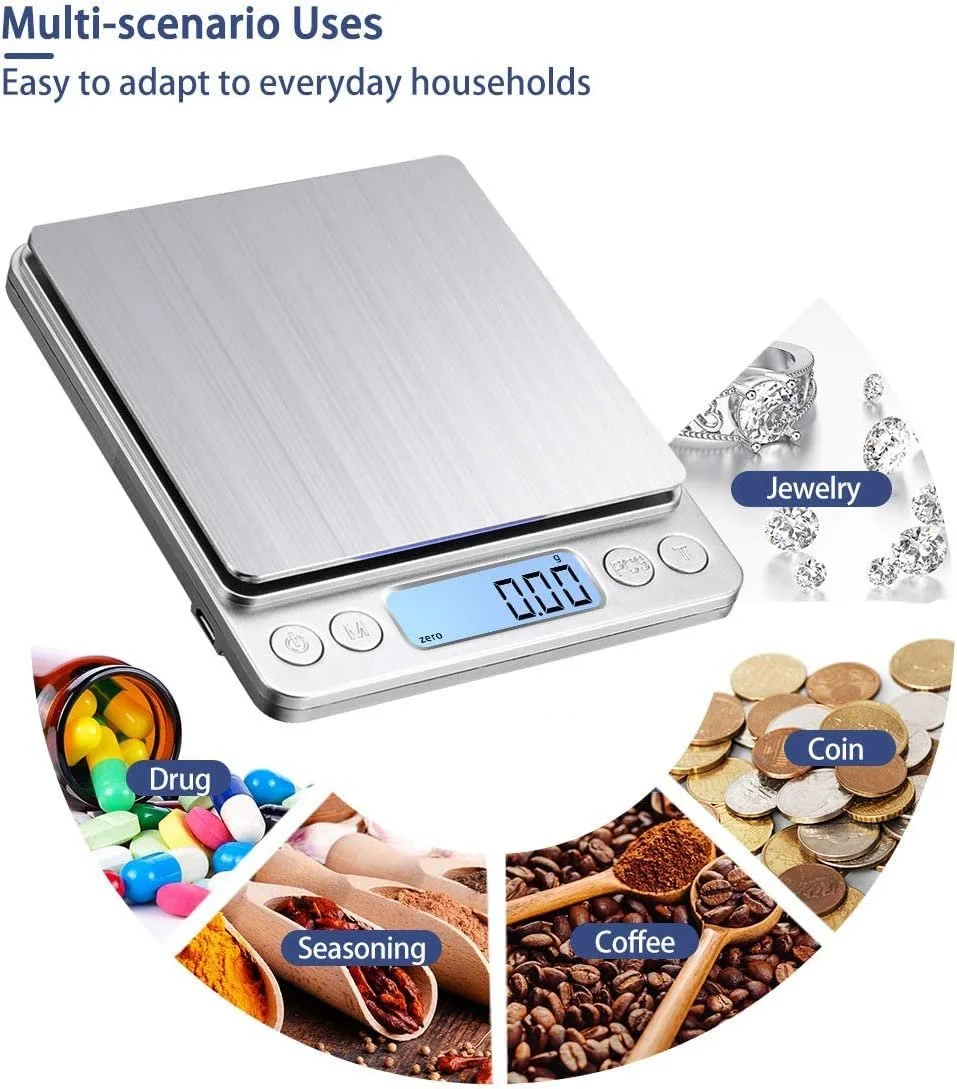 Ваги кухонні Digital 3000 g / 0,1 g з РК-дисплеєм та платформою з нержавіючої сталі, фото №5 Ваги кухонні Digital 3000 g / 0,1 g з РК-дисплеєм та платформою з нержавіючої сталі, фото №5
