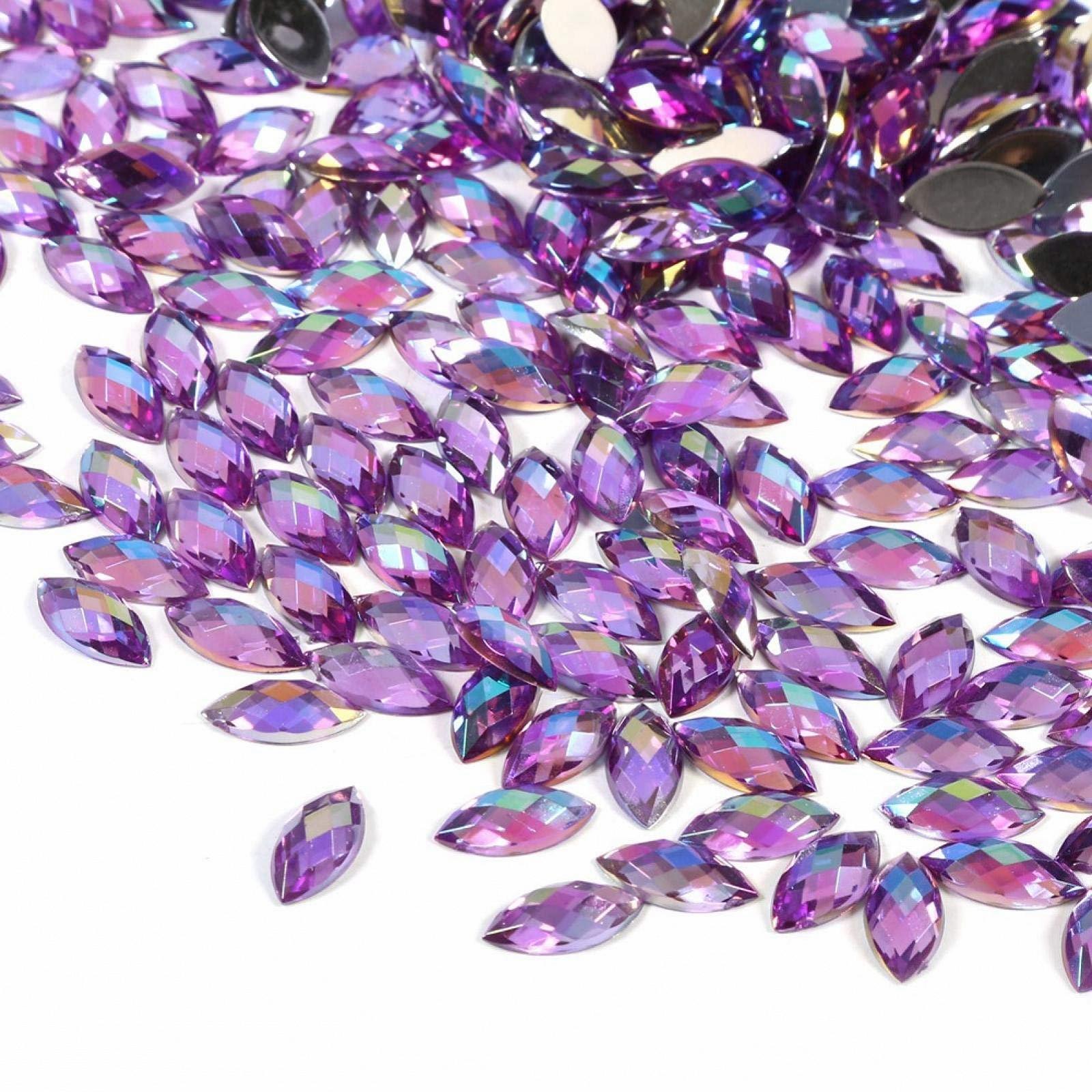 Стразы для ногтей Плоская задняя часть Shanrya 500шт Кристалл для ногтей Телефон Craft Макияж Одежда Обувь Декорации (Светло-фиолетовый), фото №3