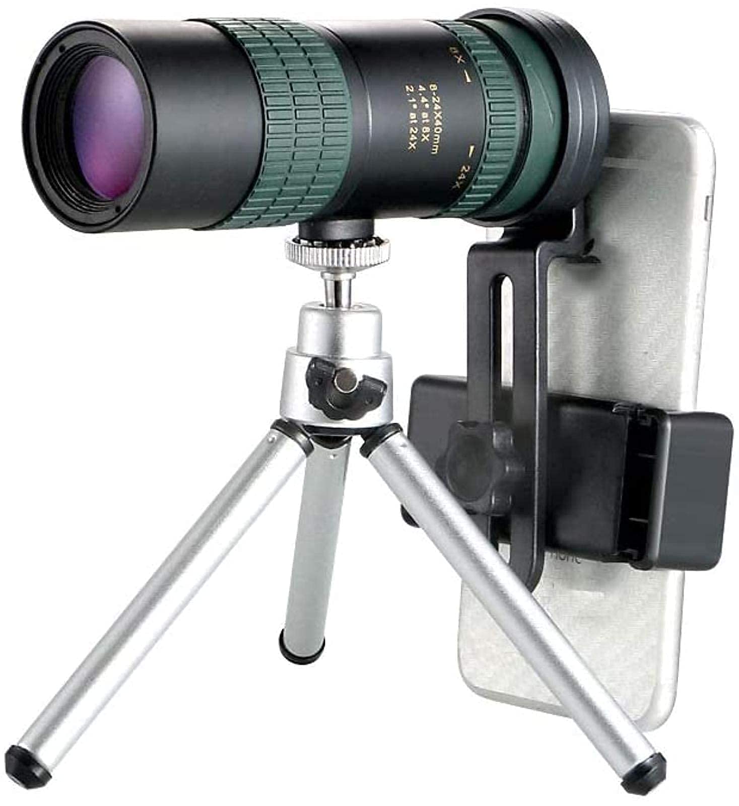 Монокуляр JYCCH Telescopic 8-24 x 30 Zoom Компактный с призмой Bak4 FMC Линза с адаптером для смартфона и штативом, фото №6
