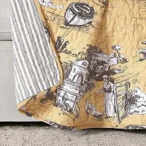 Покрывало Хлопковое Двустороннее Lush Decor French Country Toile Желтый/Серый, 152 x 127 см synthetic.ua - Фото 1