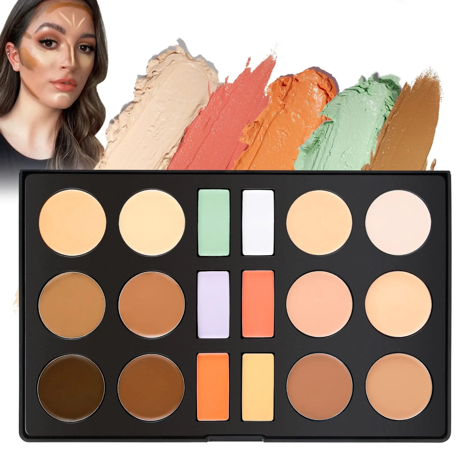 Крем-палетка для контурингу DE'LANCI Консилер для обличчя, палетка водостійка, фото №1