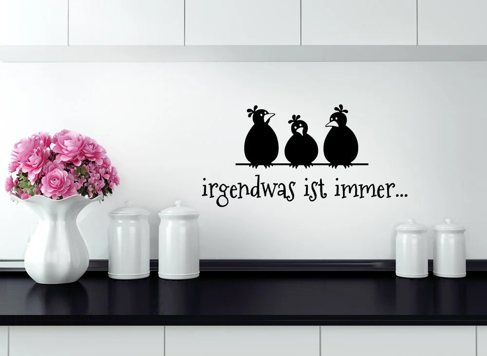 Наклейка на стену Grandora W1207 "Irgendwas ist Immer + Vogels" 29 x 15 см Черная, фото №1