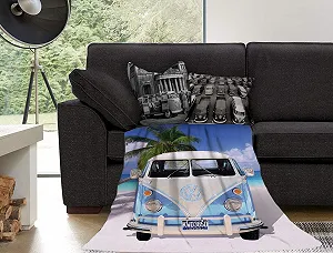 Покривало Флісова Volkswagen Bulli T1 Синя 130 см x 170 см synthetic.ua - Фото 1