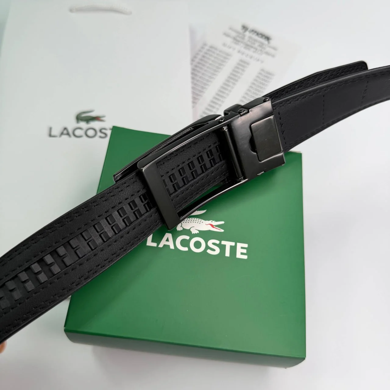 Чоловічий шкіряний ремінь автомат Lacoste, фото №4 Чоловічий шкіряний ремінь автомат Lacoste, фото №4