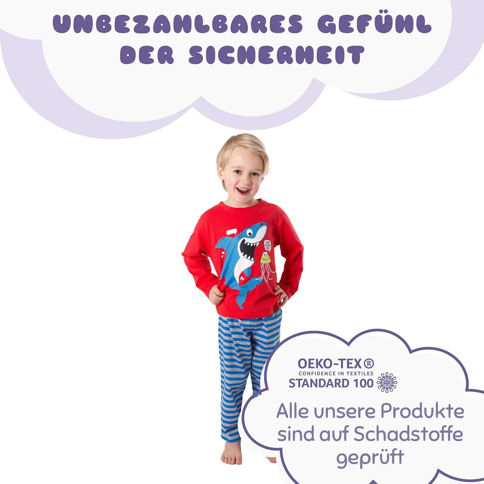 Детская пижама с длинным рукавом для мальчиков 2 шт. Хлопок Акула, фото №5