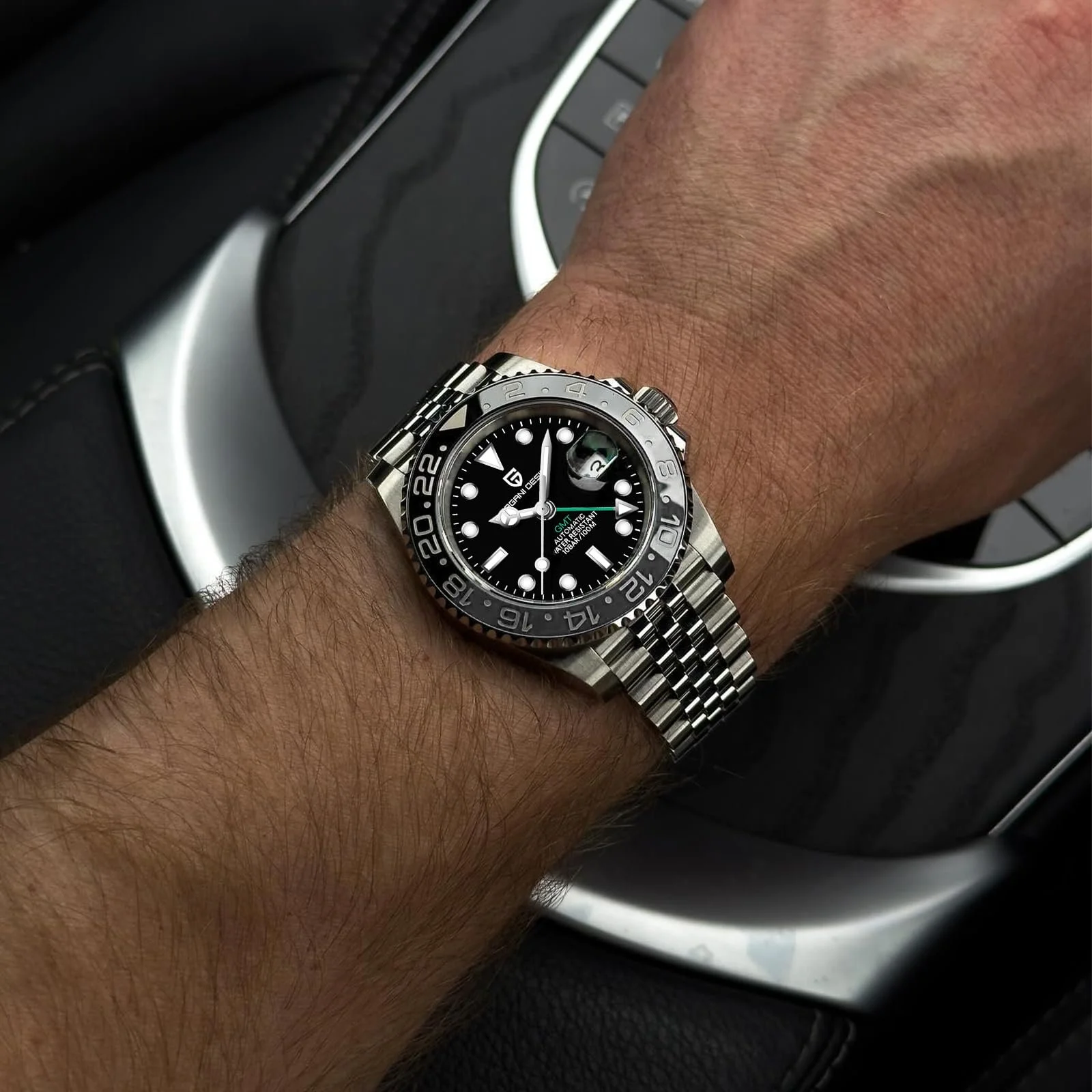 Часы Pagani Design Мужские Автоматические Механические GMT Dual Time Zone Наручные Часы Нержавеющая Сталь Двухцветный Керамический Безель 100 м Водонепроницаемые PD-1662, фото №4 Часы Pagani Design Мужские Автоматические Механические GMT Dual Time Zone Наручные Часы Нержавеющая Сталь Двухцветный Керамический Безель 100 м Водонепроницаемые PD-1662, фото №4