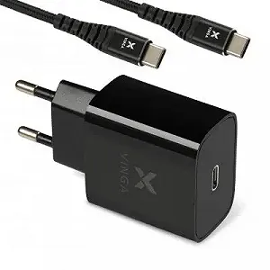 Зарядное устройство Vinga PD Type-C 20W Charger black 4A cable nylon VWCPDCTCC - Фото 1