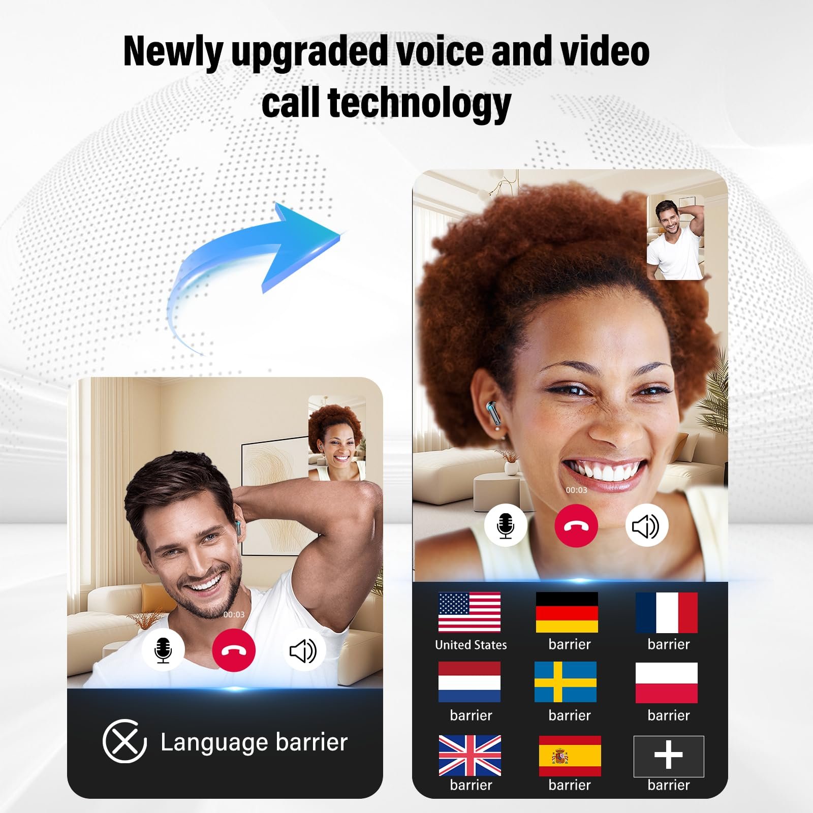 Наушники-переводчики AI Bluetooth 5.3 3-в-1, Черный, фото №4