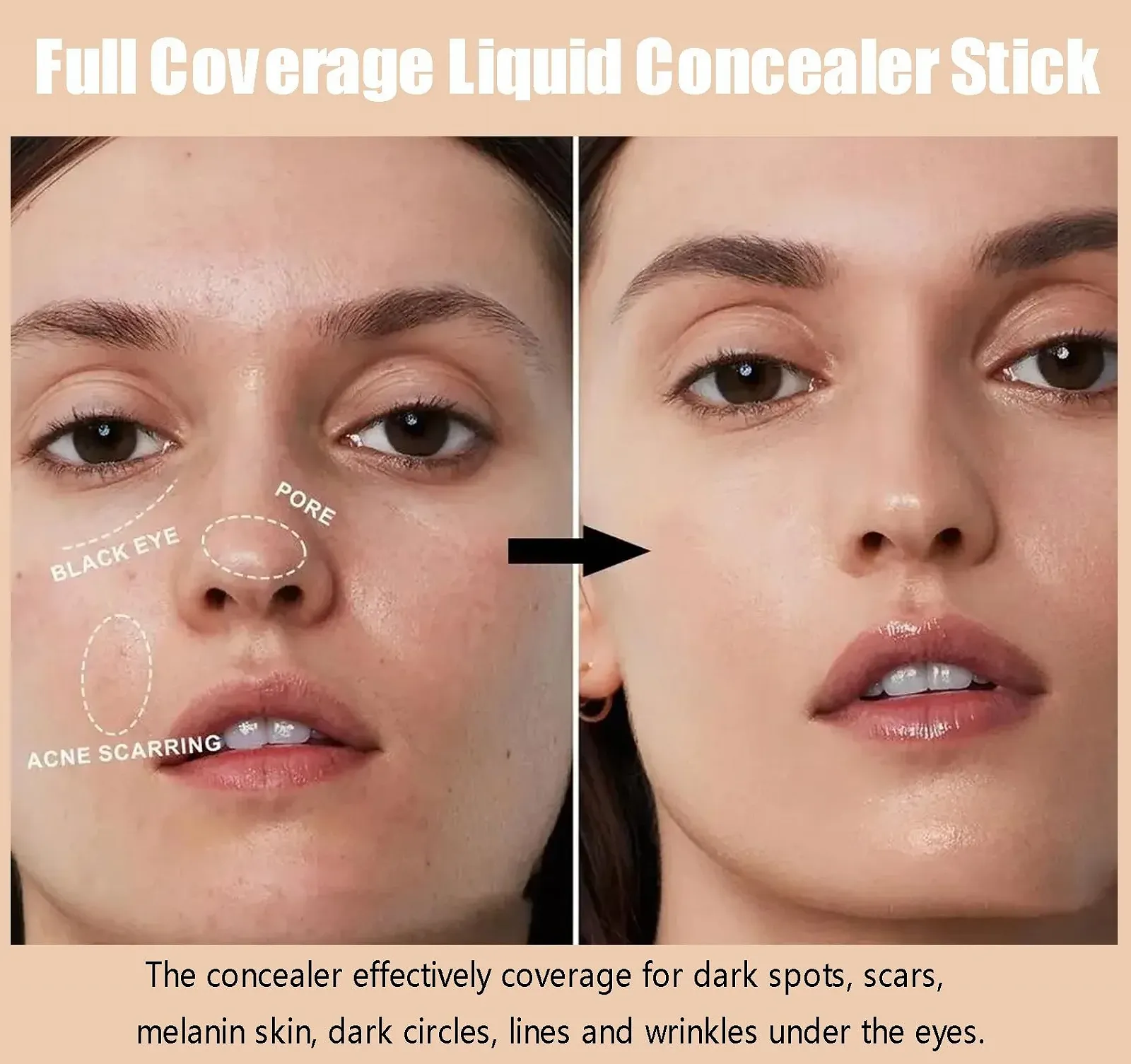 Консилер Hydrating Matte Tip, Рідкий консилер і коректор повного покриття для темних кіл, веснянок, фото №4