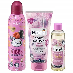 Набір Balea для догляду за шкірою з 3 предметів: Гель для гоління (200 мл) + Лосьйон для тіла (200 мл) + Масажна олія (100 мл) - Фото 1