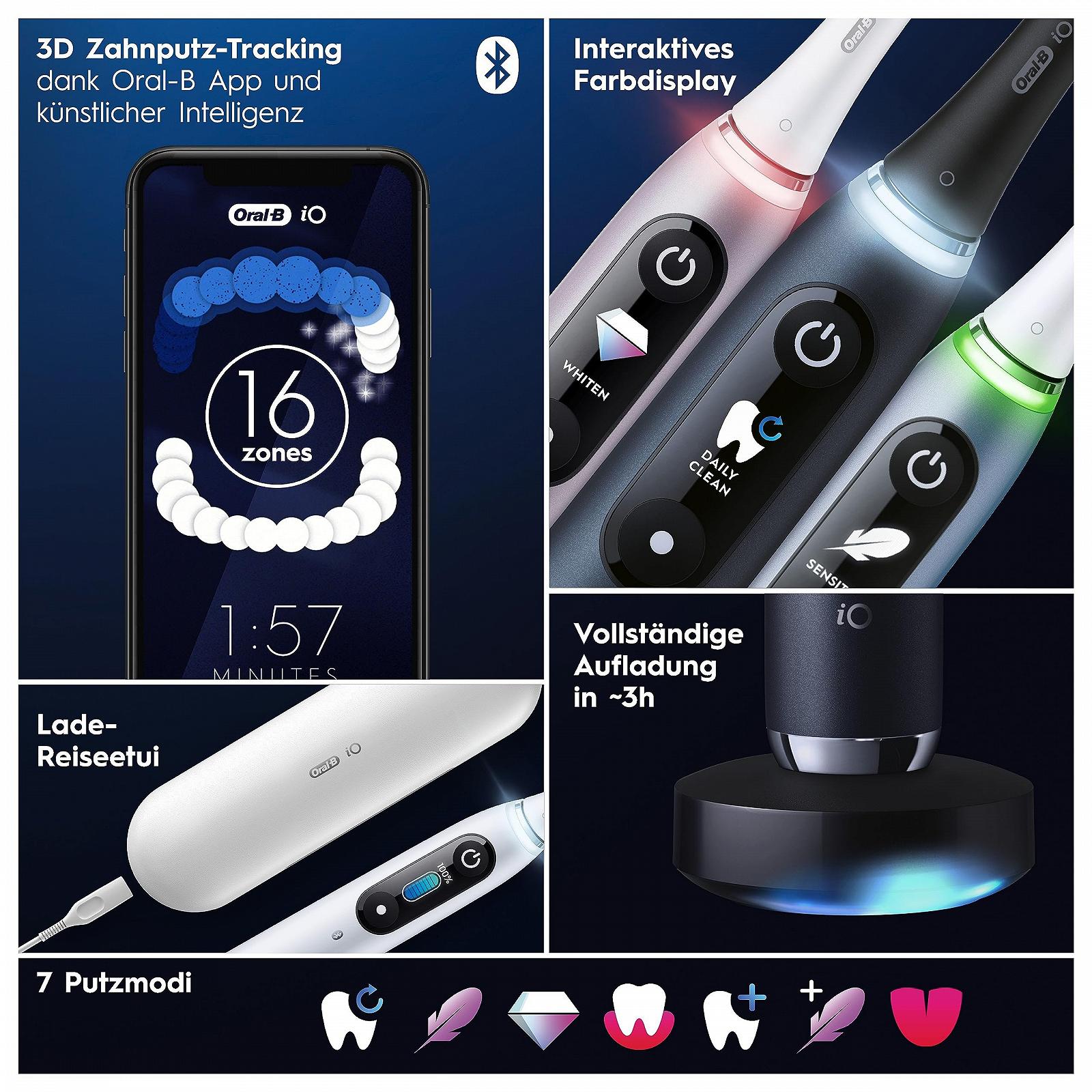 Зубная щетка электрическая Oral-B iO Series 9 Plus Edition, 3 сменные насадки, 7 режимов чистки, дорожный чехол с зарядкой, Black Onyx, фото №6