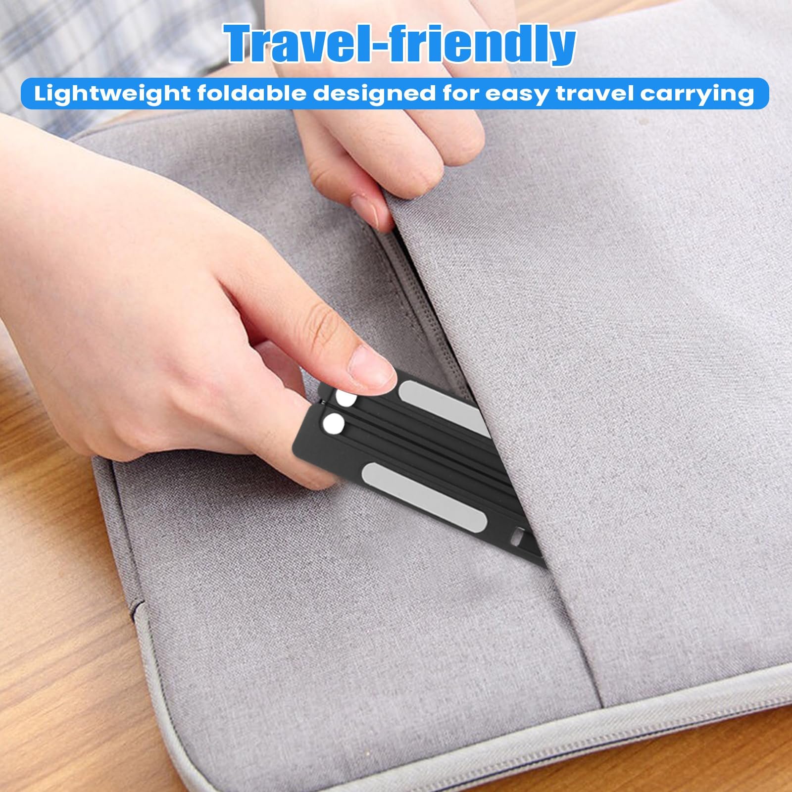 Подставка для ноутбука, складная подставка для ноутбука, регулируемая по высоте подставка для ноутбука из алюминиевого сплава, вентилируемая охлаждающая подставка для ноутбука, легкая, нескользящая, портативная для всех ноутбуков 10-16 дюймов (черный), фото №7