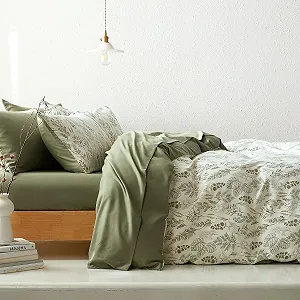 Комплект постельного белья Lanqinglv, 220 x 240 см, Зеленые листья, Цветочный узор, Растения, Двусторонний, Разноцветный synthetic.ua - Фото 1