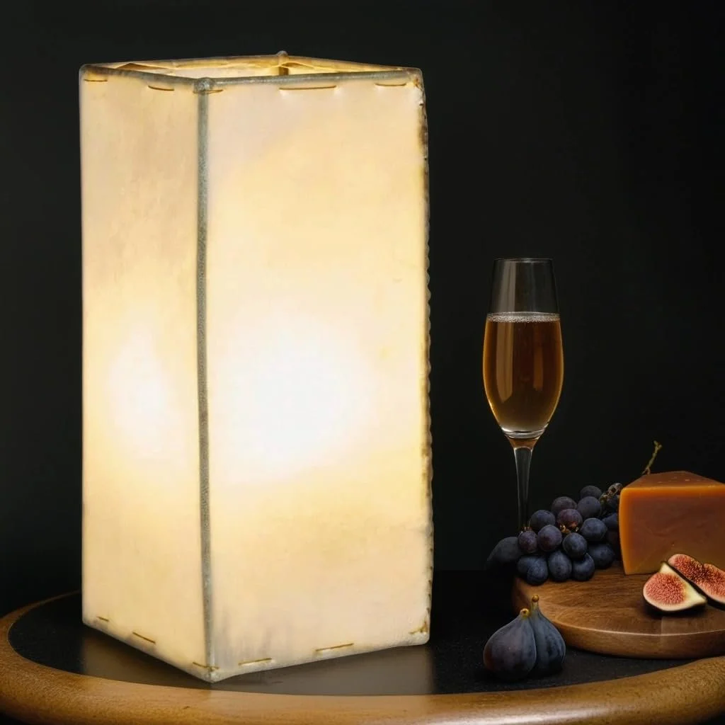 Настільна лампа Marrakesch Orient & Mediterran Interior Janka східна шкіряна квадратна 30 см Бежевий натуральний, фото №3