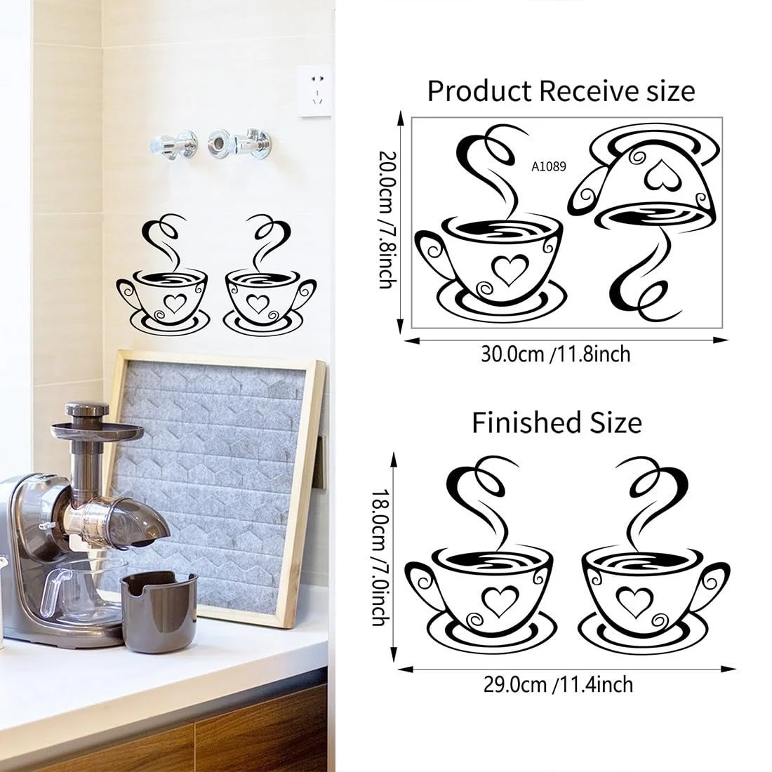 Наклейки на стену Набор 2 шт Кофе Черные, фото №6