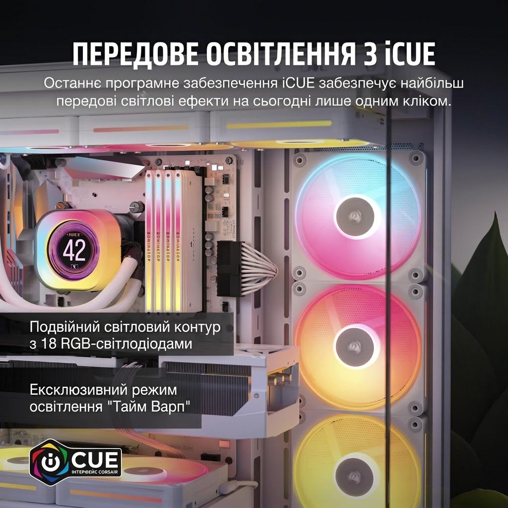 Комплект кулеров Corsair iCUE LINK LX120-R RGB 120mm PWM Reverse 3-Pack Белый, фото №5