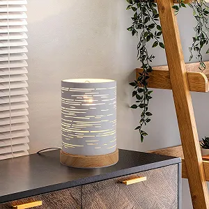 Настільна лампа OuXean металева сітчаста дерев'яна E14 40W White - Фото 1