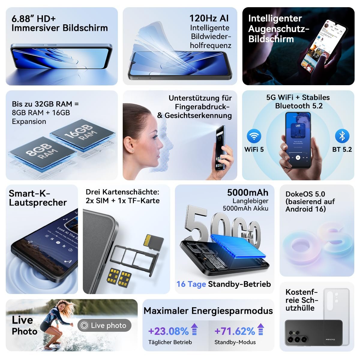 Смартфон Blackview Wave 10 6.88" 120 Гц 32/128 ГБ 5000 мАч, фото №8