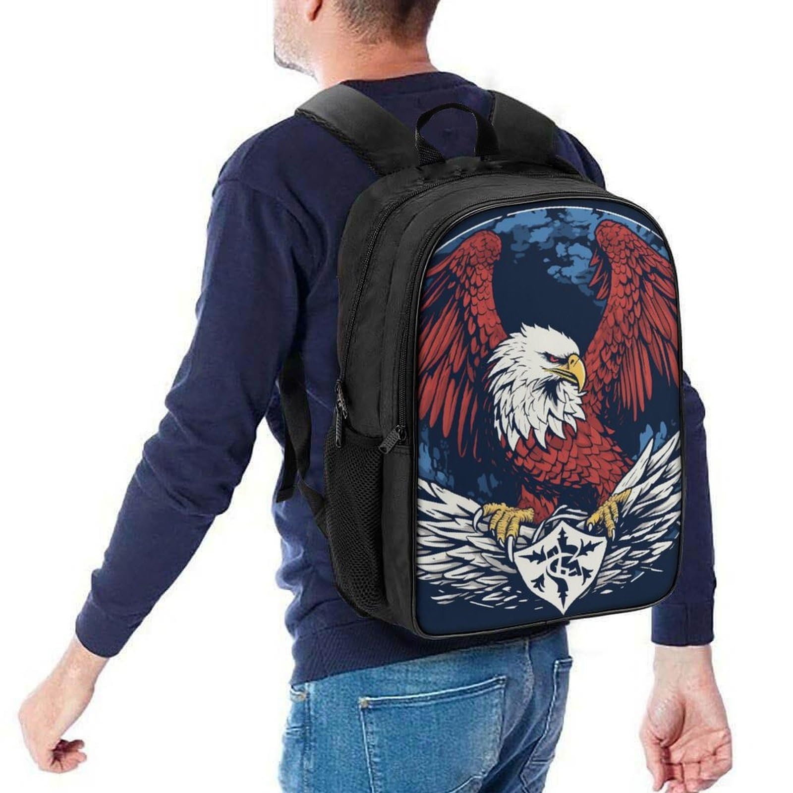 Шкільний рюкзак DPEOANEBN Eagle для хлопчиків і дівчаток, підлітків, водонепроникний, для жінок і чоловіків, шкільна сумка, рюкзак для ноутбука 40x28x16 см, фото №5