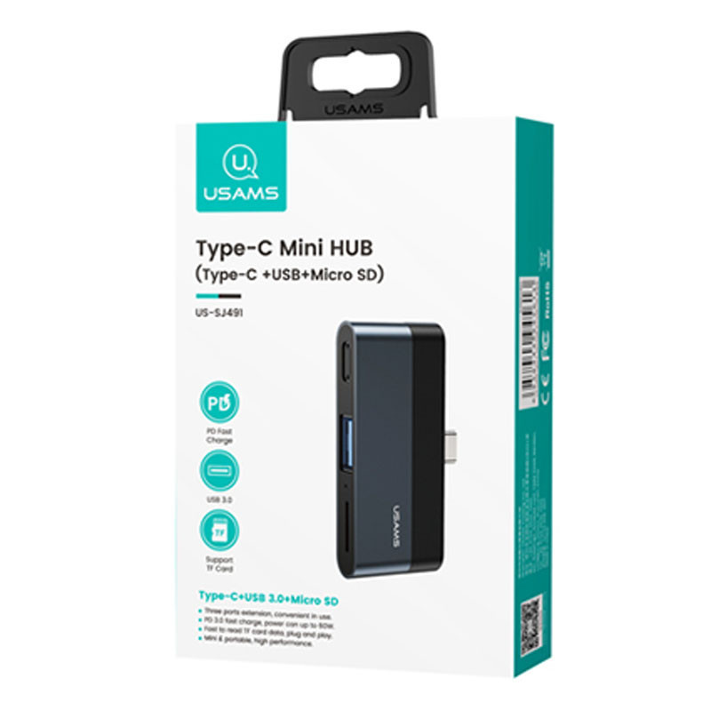 Переходник HUB Usams US-SJ491 Type-C Mini USB Micro SD, фото №6 Переходник HUB Usams US-SJ491 Type-C Mini USB Micro SD, фото №6