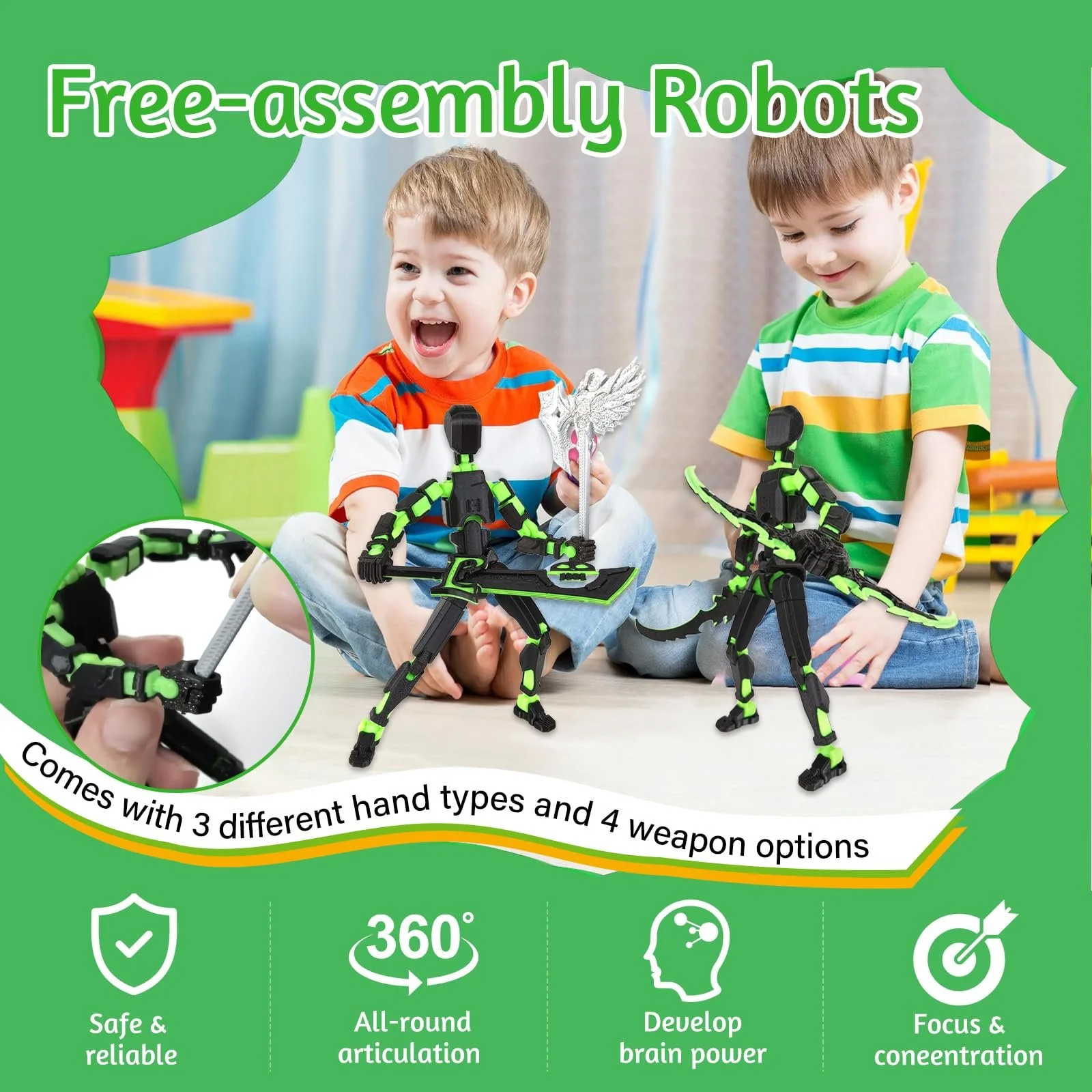 Экшен-фигурка Lucky 13 T13 3D-печать подвижная с 6 видами оружия и 6 парами рук, фото №2