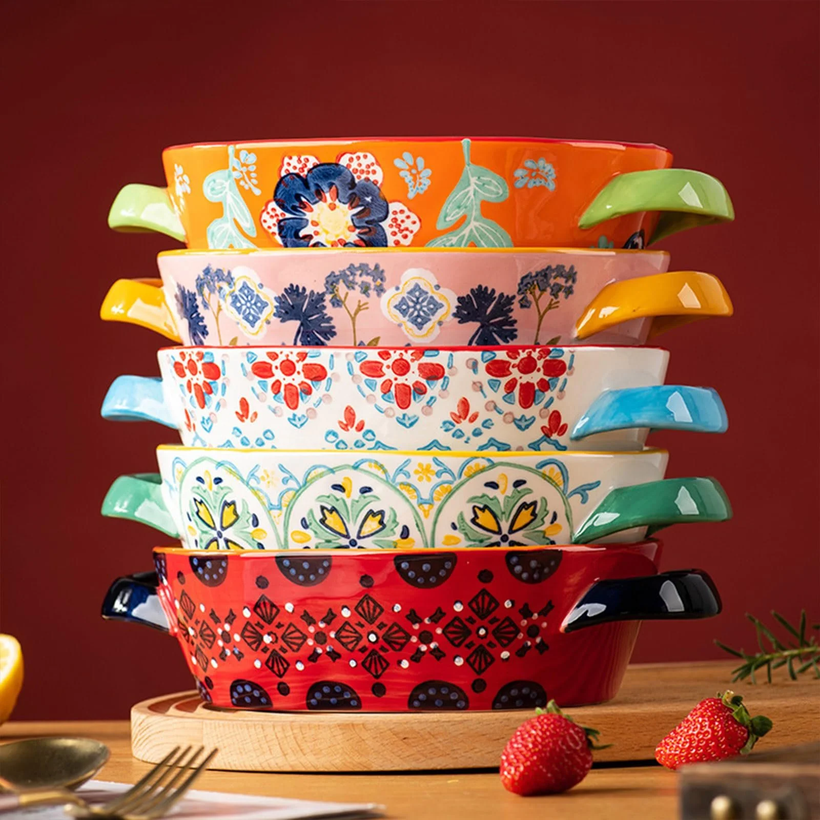 Форма для запекания керамическая 24 унции Розовая, фото №4