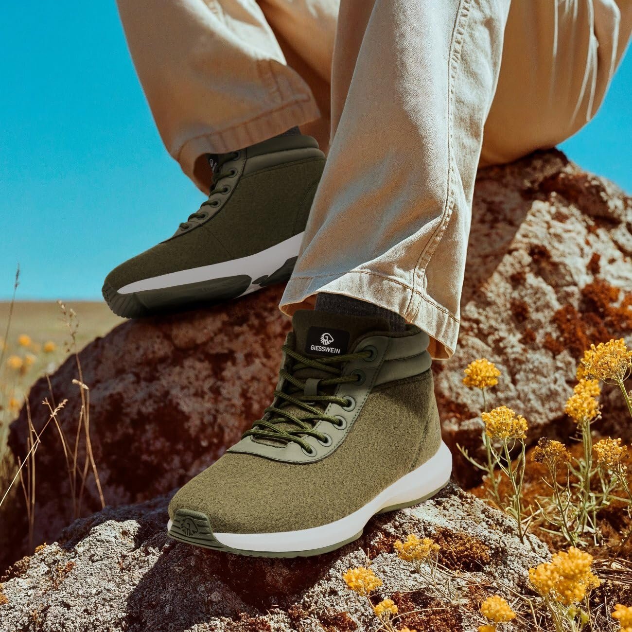 Кросівки GIESSWEIN Wool High Top Чоловічі - Зимові Кросівки з вовни мериноса для чоловіків, утеплені зимові Кросівки для вулиці з вовни мериноса, фото №2