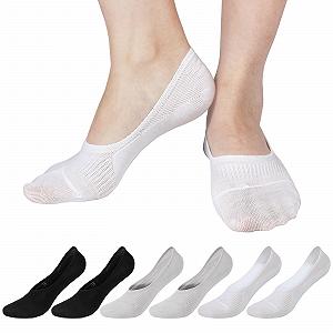 Носки-следки Женские Хлопковые Низкие Черный*2+Серый*2+Белый*2, 6 пар, размер 35-40 - Фото 1