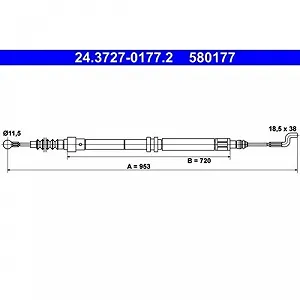 Трос стоякового гальма ATE 24.3727-0177.2 задній для VAG - Фото 1
