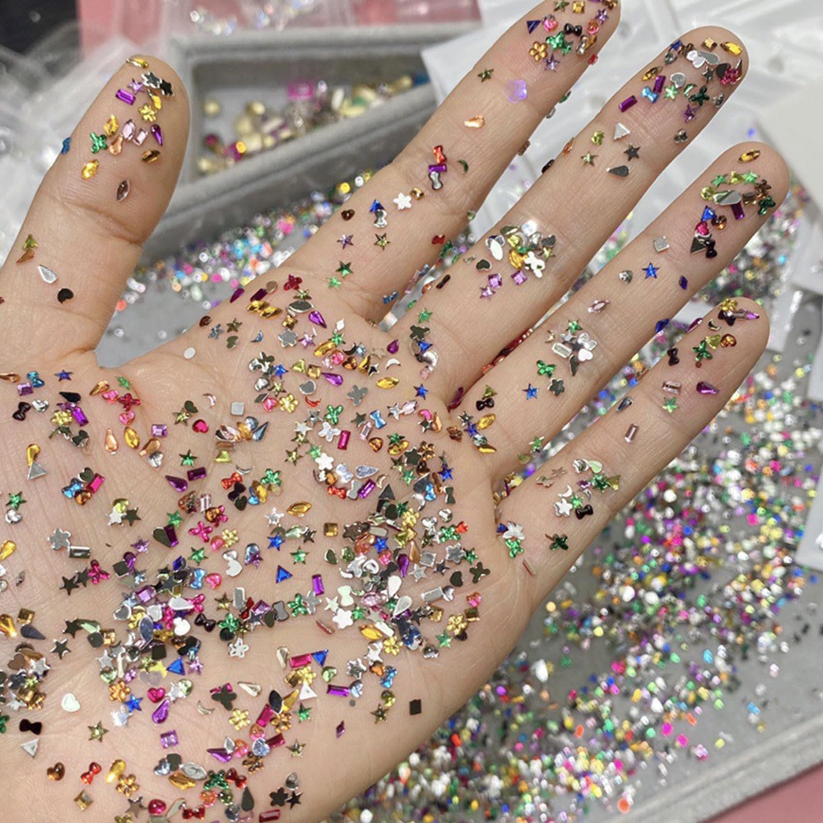 Стразы для ногтей Разноцветные 3D Сердце Звезда Цветок 2000 шт, фото №3