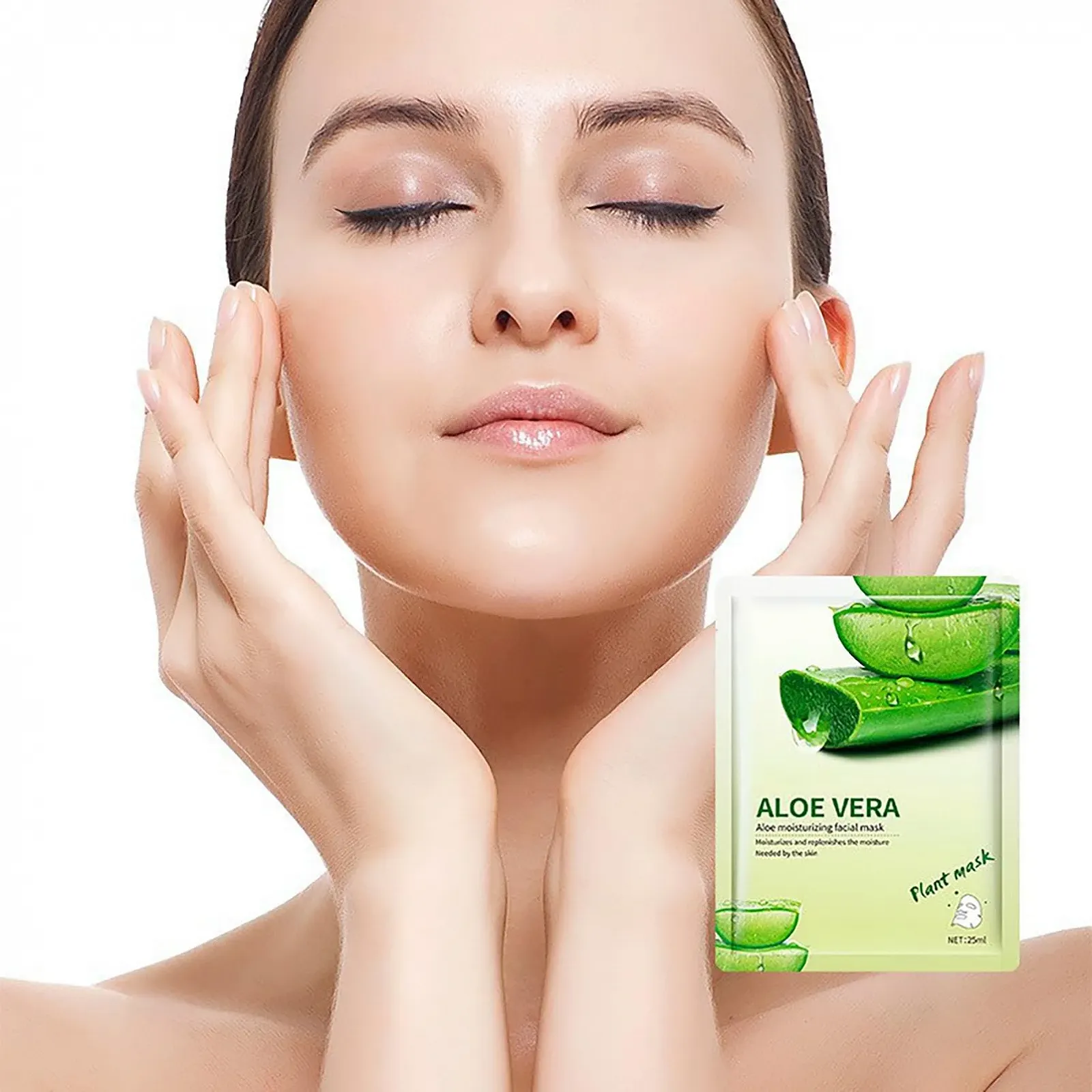 Тканинна маска для обличчя ARCHIDATE Aloe Vera, 10 шт. Зволожуюча, проти зморшок, фото №2