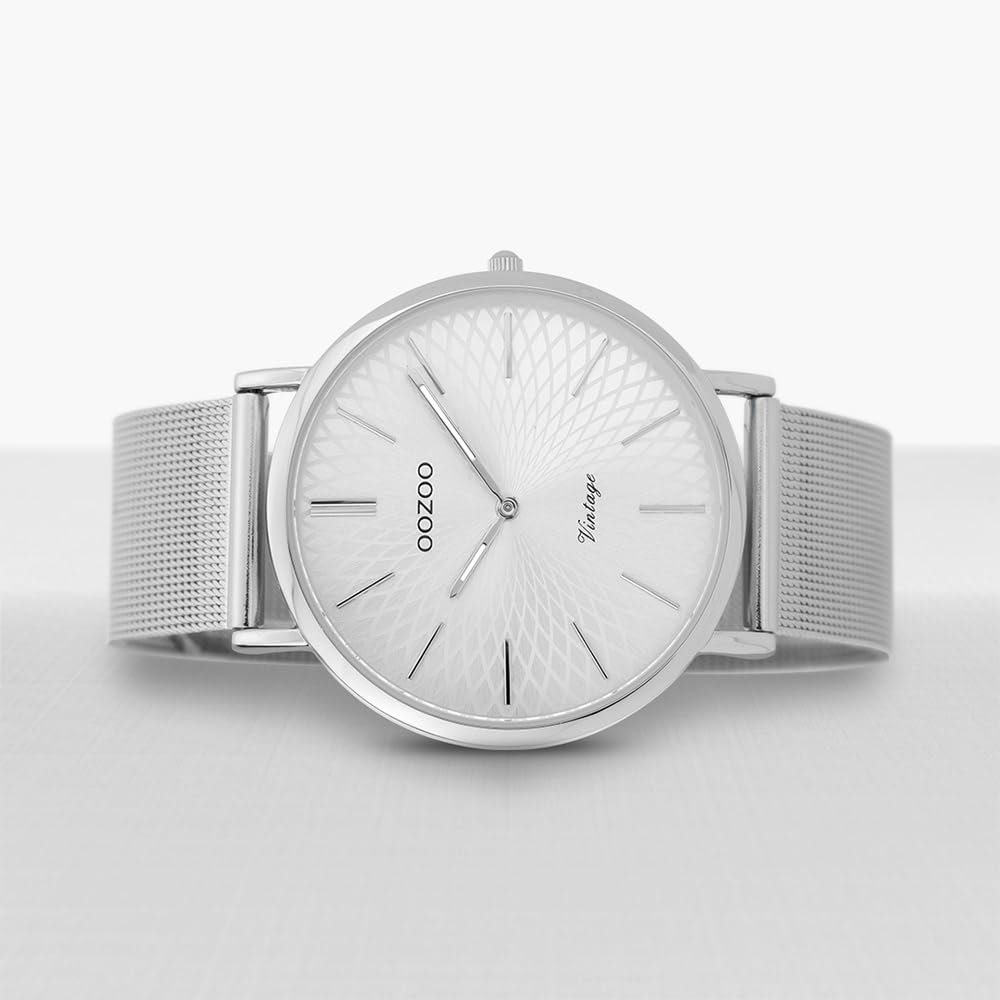 Женские часы Oozoo Vintage Ремешок из нержавеющей стали миланского плетения 40 мм Циферблат с мандалой, фото №4