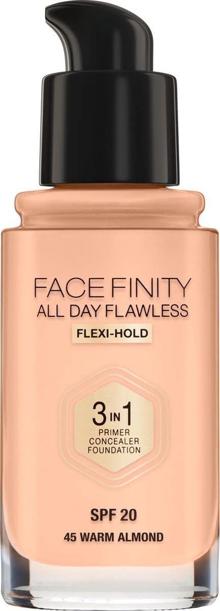 Жидкая основа Max Factor Facefinity All Day Flawless 3-в-1 - 045 Almond, фото №4 Жидкая основа Max Factor Facefinity All Day Flawless 3-в-1 - 045 Almond, фото №4