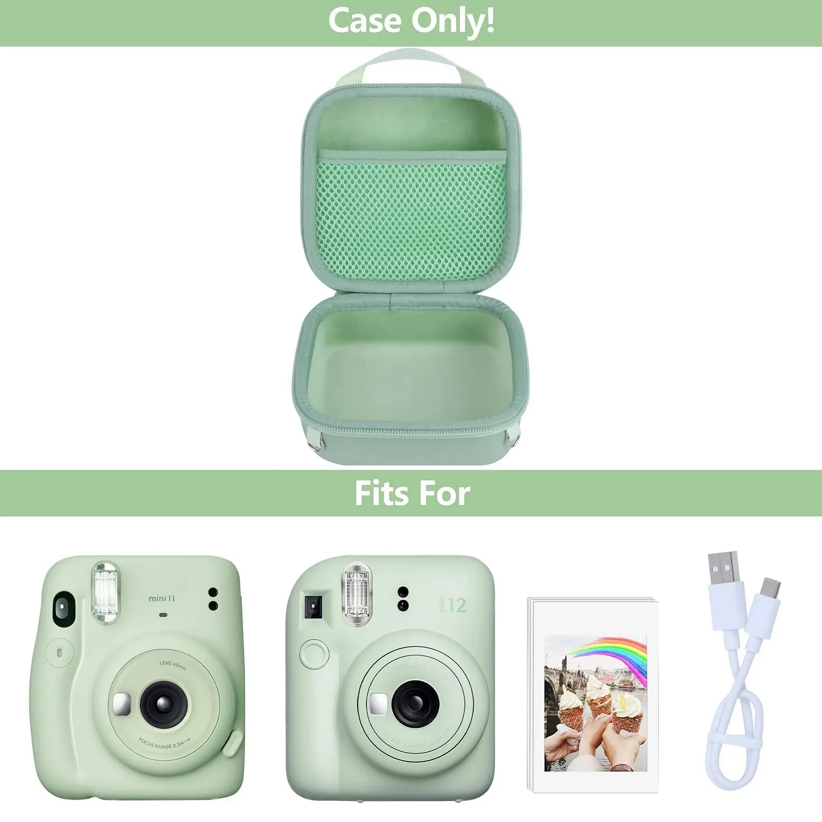 Захисний чохол для фотокамери INSTAX mini 12 / mini 11 Mint green, фото №4
