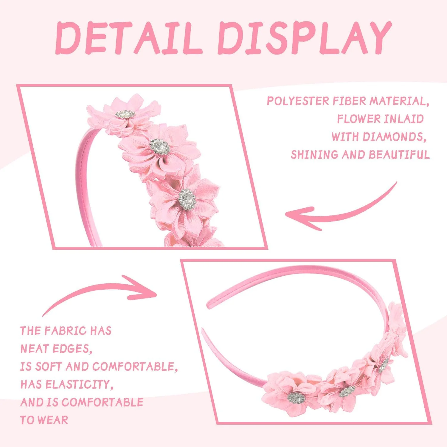 Обруч Квітковий з Діамантами Дитячий Атласний, фото №3