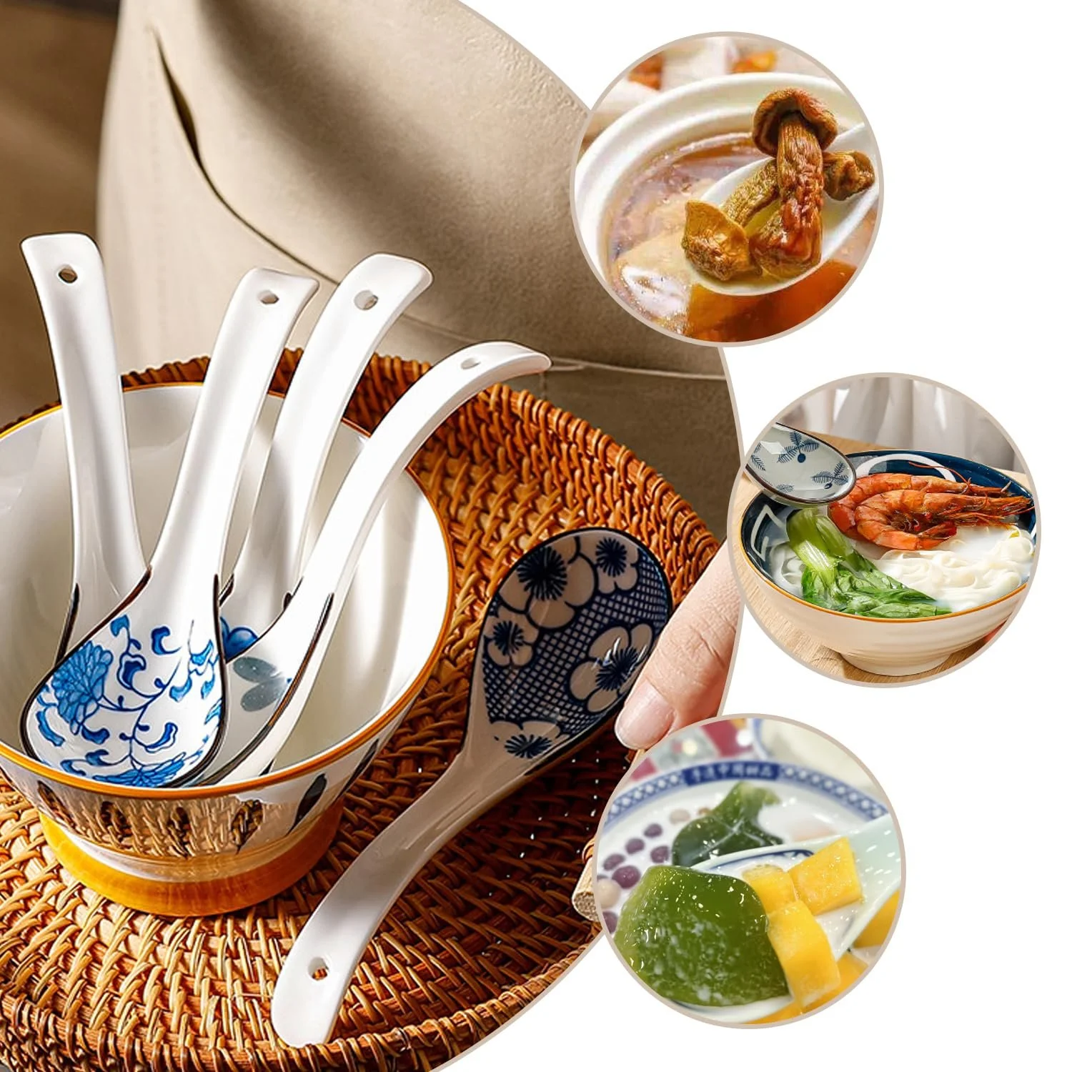 Ложка для китайського супу керамічна 5 шт. Ретро, фото №6