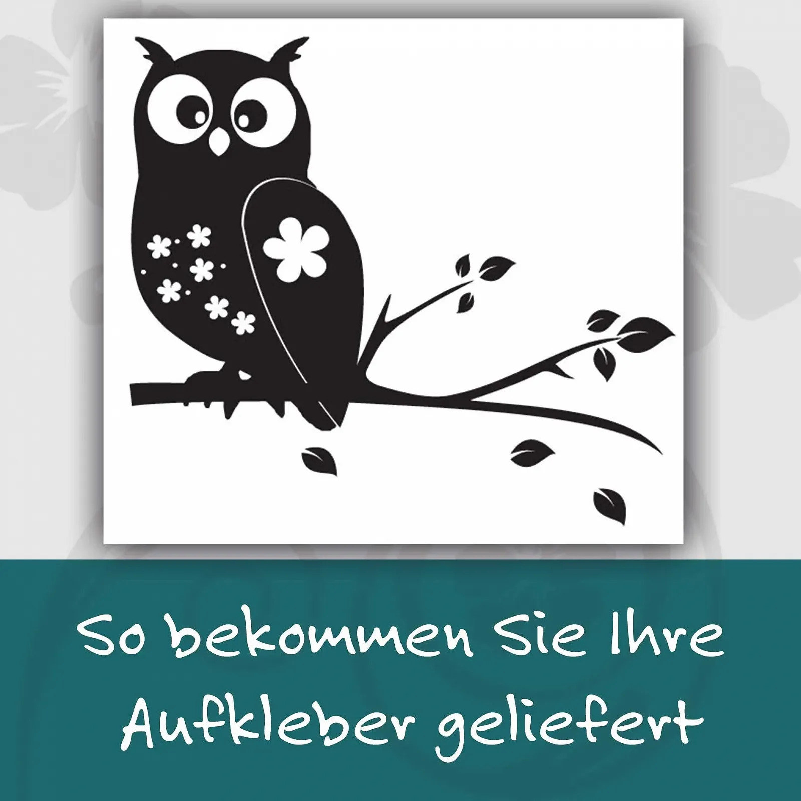 Наклейка на стену kleb-Drauf Сова на ветке матовая 17 x 19 см Черная, фото №4