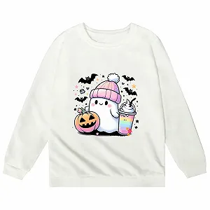 Свитшот Generisch Хэллоуин, детский, для девочки, без капюшона, с принтом привидений, с круглым вырезом, осенне-зимний, с длинными рукавами, удобный, оверсайз, K
u00fcrbiskopf Streetwear synthetic.ua - Фото 1