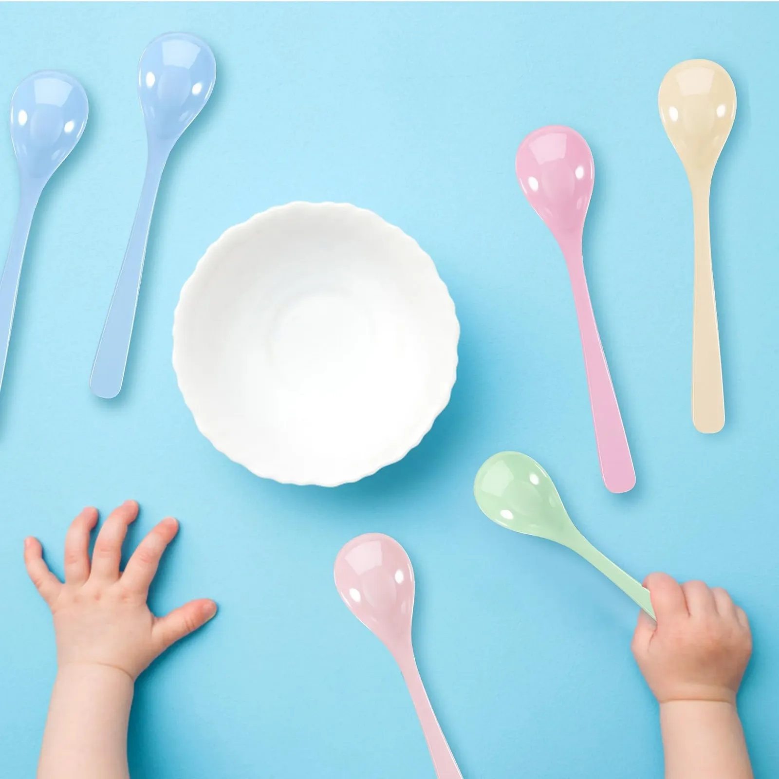 Ложки Пластикові, Набір 6 шт, для Яєць, Кольорові, Довгі (16 см), фото №8