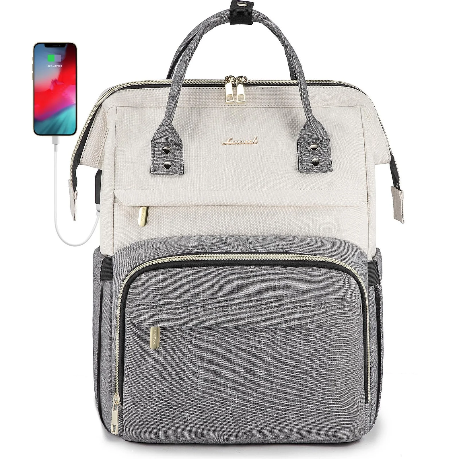 Рюкзак для ноутбука LOVEVOOK 17 дюймів Водонепроникний з USB-портом Бежевий/Сірий, фото №1 Рюкзак для ноутбука LOVEVOOK 17 дюймів Водонепроникний з USB-портом Бежевий/Сірий, фото №1