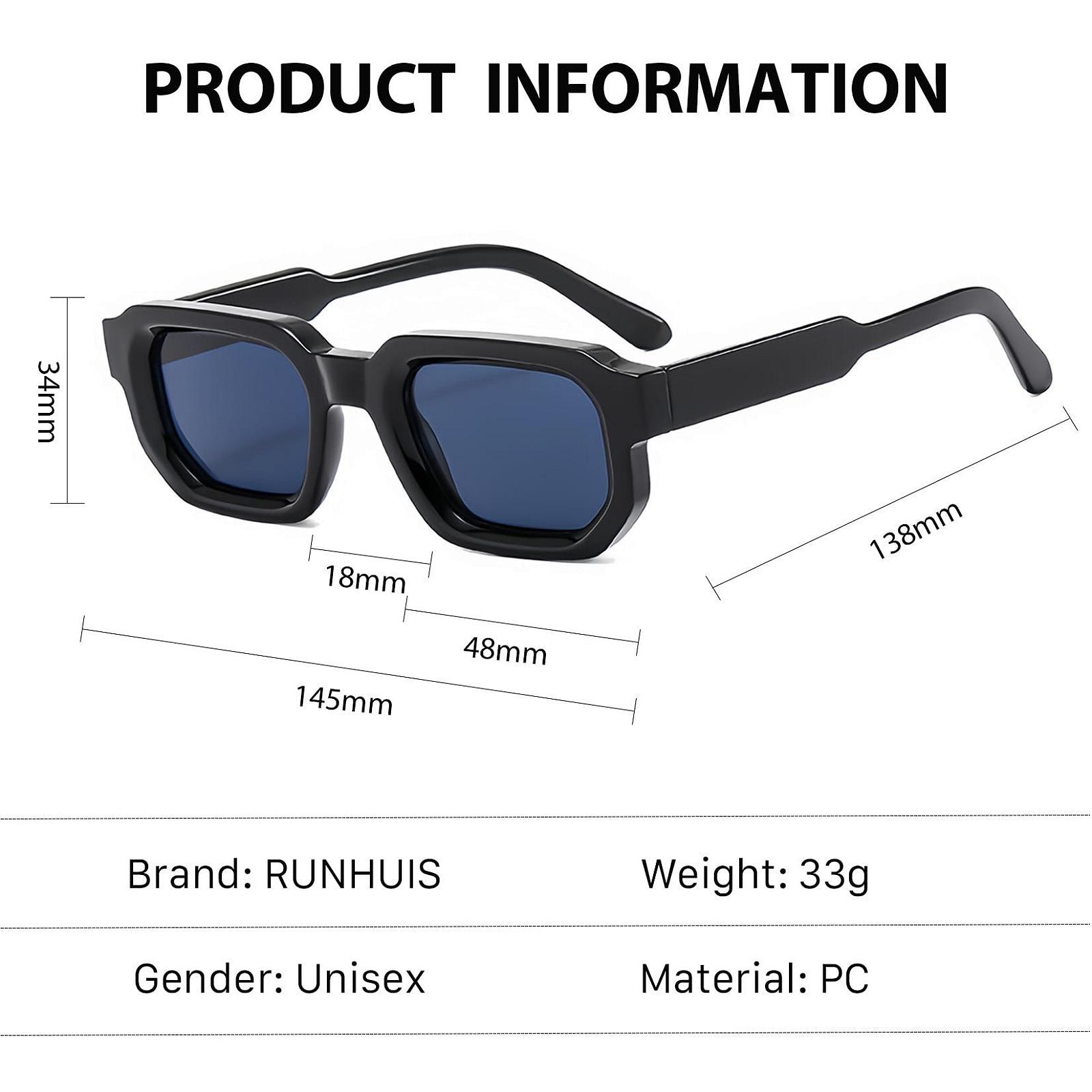 Вінтажні Прямокутні Сонцезахисні Окуляри RUNHUIS для Чоловіків та Жінок, фото №3 Вінтажні Прямокутні Сонцезахисні Окуляри RUNHUIS для Чоловіків та Жінок, фото №3
