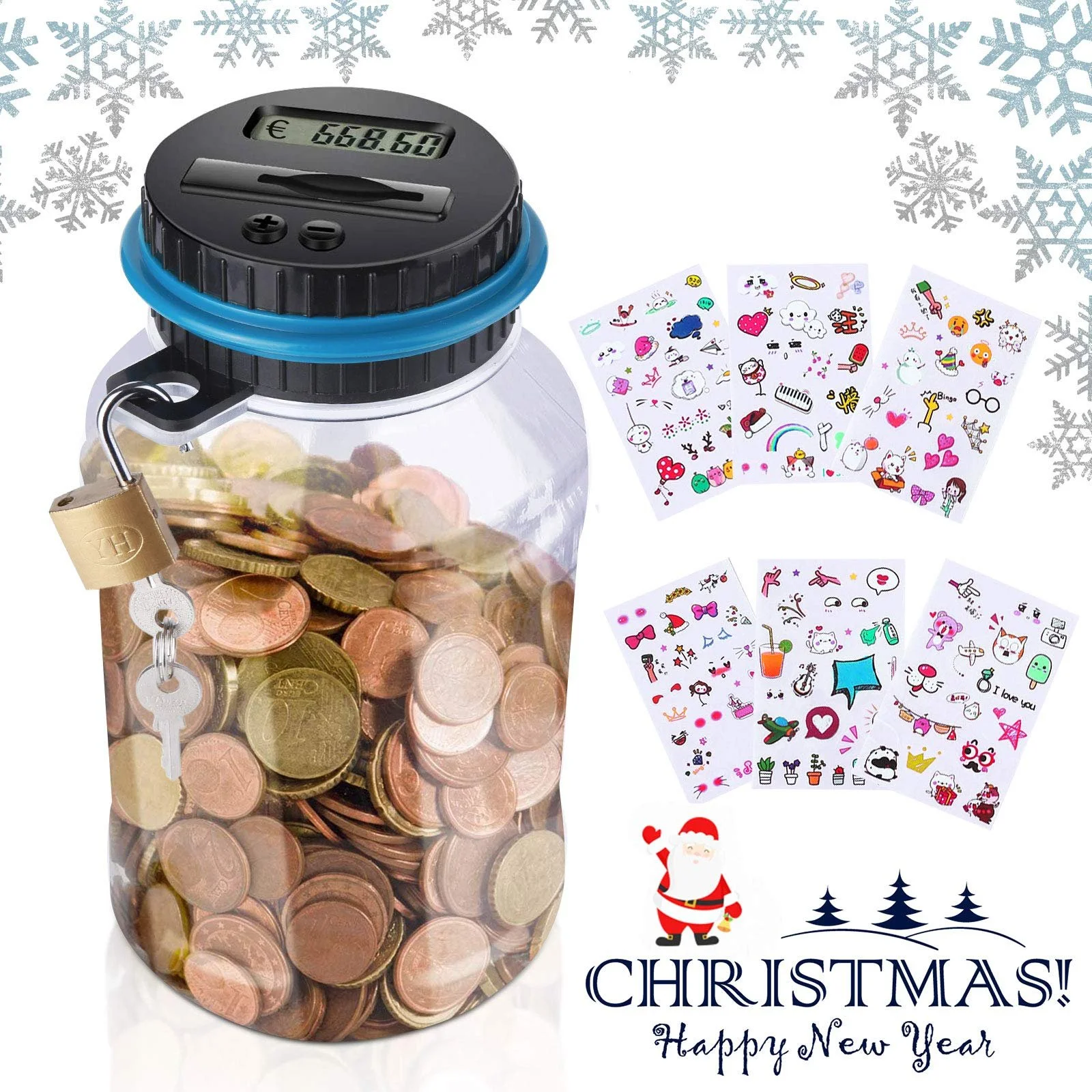 Скарбничка електронна Aokyom 1,8 л із лічильником монет та замком, фото №8