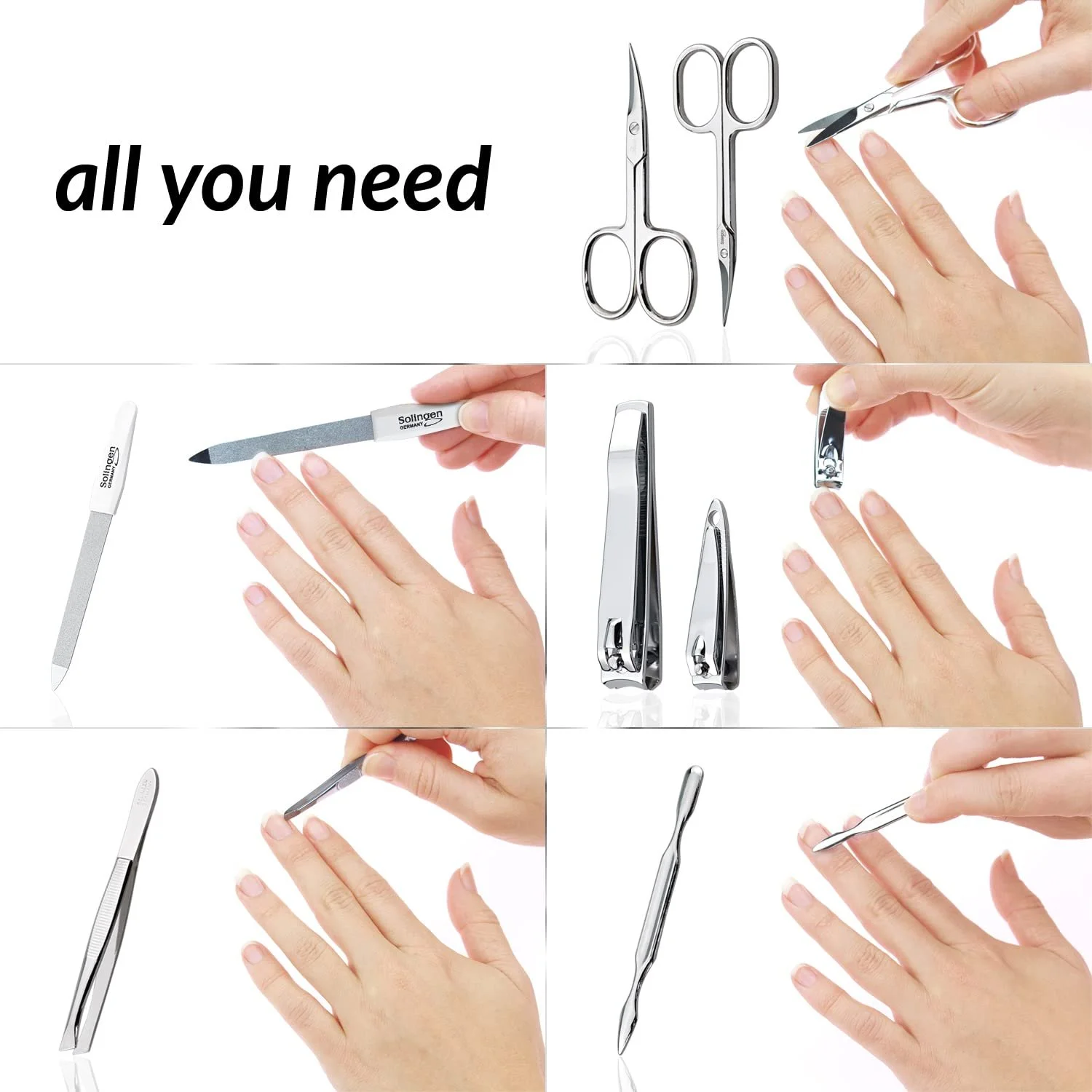 Набір для манікюру Solingen marQus, 7 предметів, полірована нікельована сталь, в шкіряному чохлі, фото №4