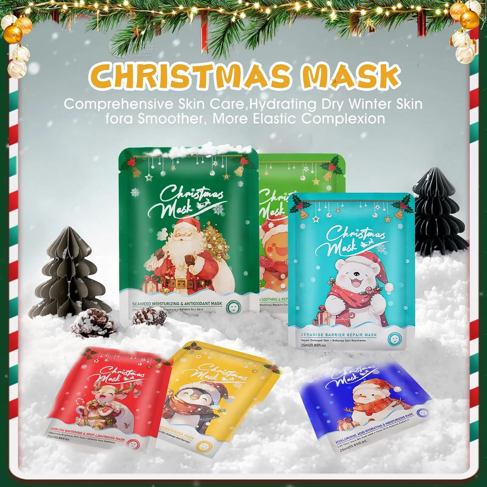 Зволожувальна маска WEILAOK для обличчя, колагенова маска, корейська, 6 штук, фото №5 Зволожувальна маска WEILAOK для обличчя, колагенова маска, корейська, 6 штук, фото №5