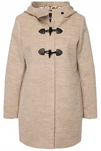 Дафлкот Ulla Popken A-силуэта, Смесь Шерсти, Капюшон, Застежки-Клеванты, Длинный Рукав 825502 - Фото 1