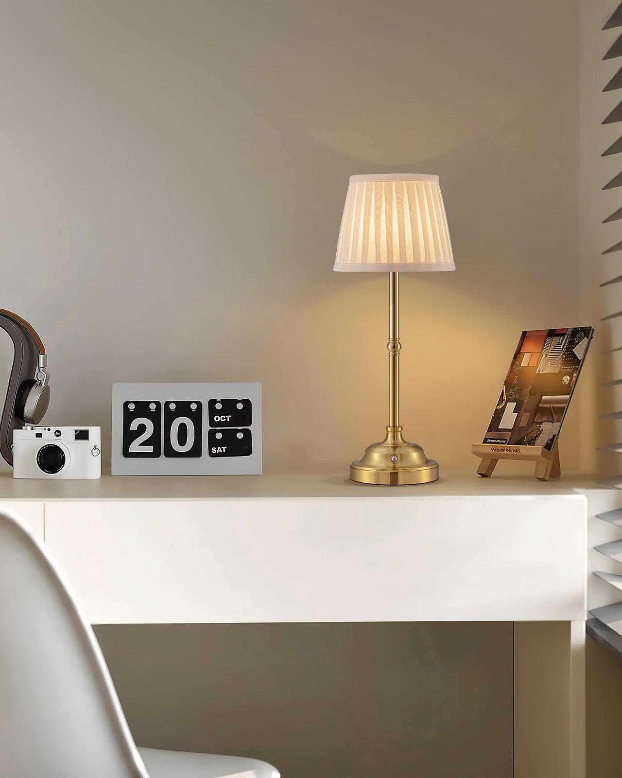 Настільна лампа LED Wireless Vintage 4000 мАг Акумуляторна Золотий і Бежевий, фото №9