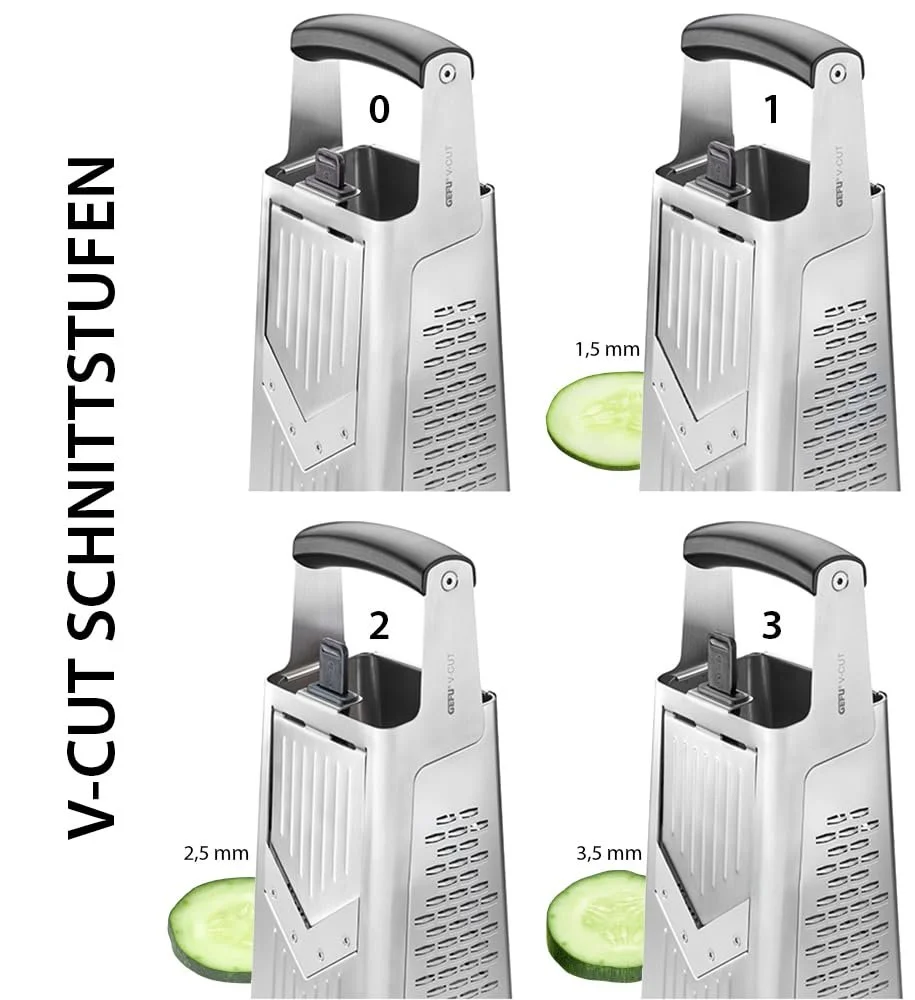 Тертка GEFU V-CUT Квадратна Багатофункціональнаочів і слайсерка з контейнером для збору, фото №4