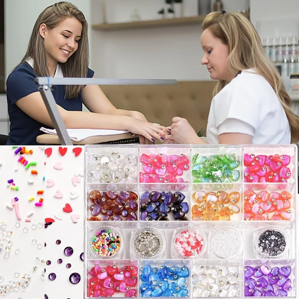 Стрази Серце Смола Плоска задня частина Серце Цвяхи Художні прикраси для акрилових нігтів, фото №7