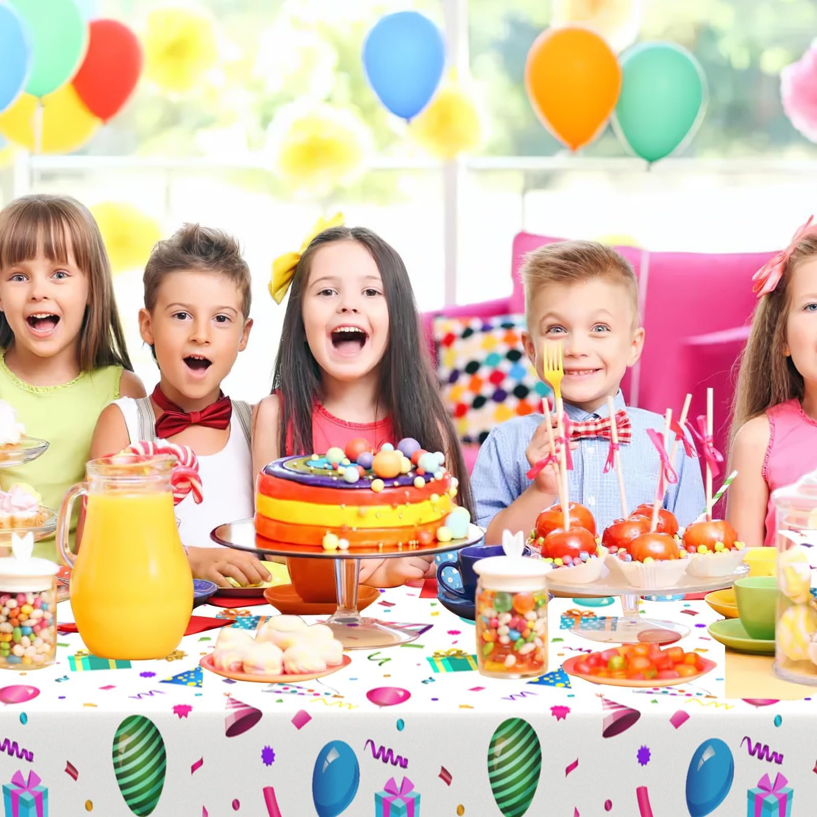 Скатертина Happy Birthday Party одноразова пластикова 137 x 274 см, фото №7
